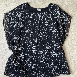 CABI 3597 Cosmos Night Sky Blouse Top Lined Black Gray Spotted Women’s Large